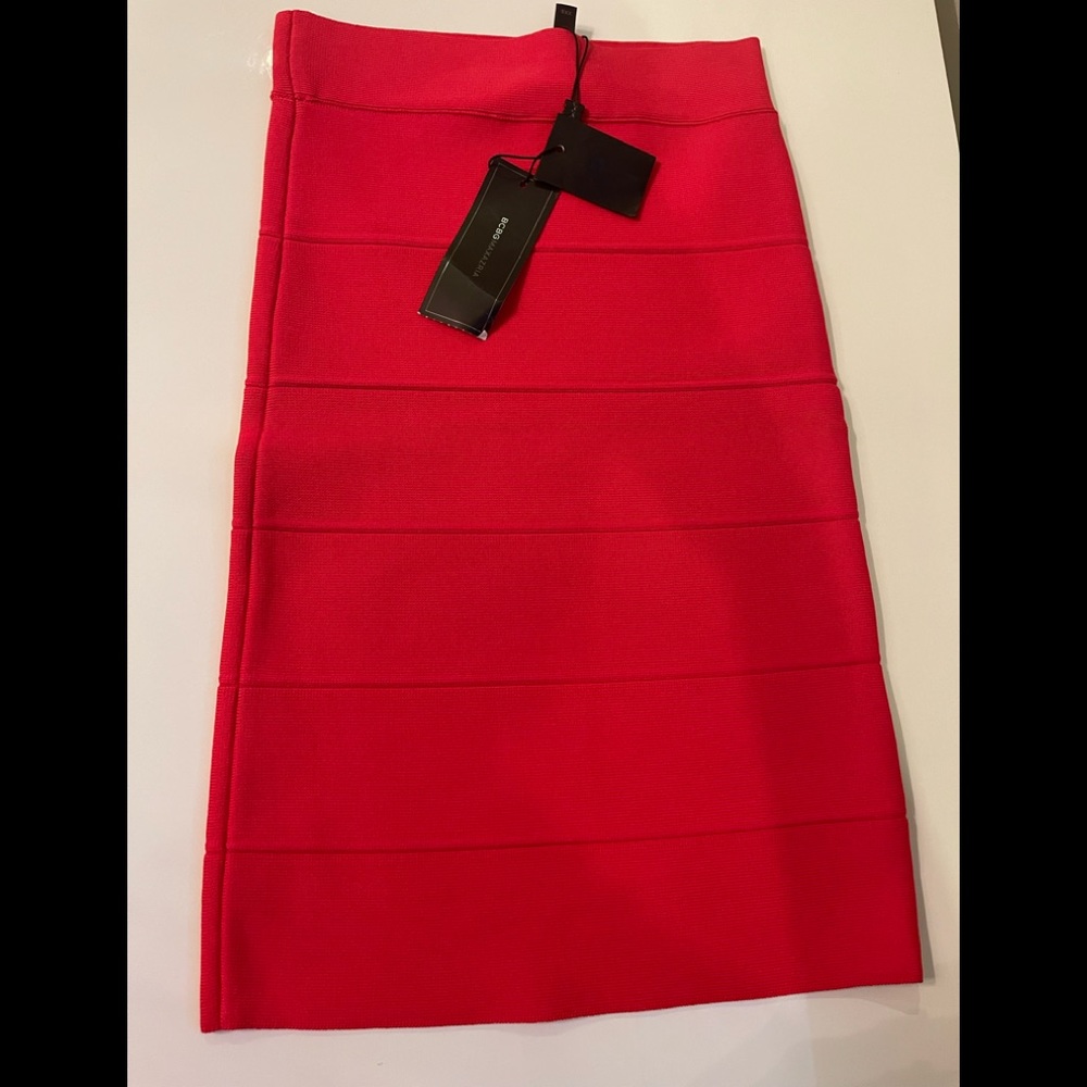 BCBGMaxAzria Red Bandage Pencil Skirt